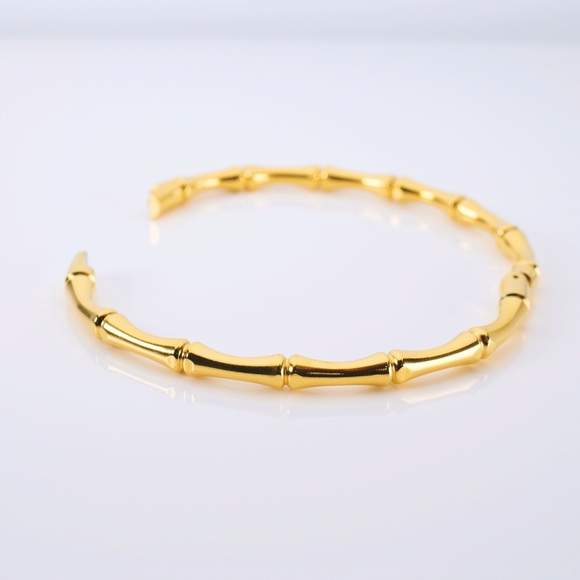 Bamboo Bangle 18K Gold Plated Bracelet - Picture 7 of 9